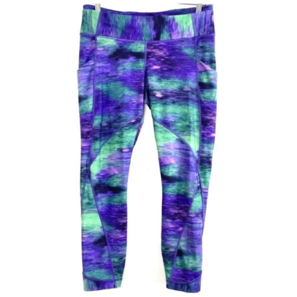 LULULEMON Time to Shine Tight Leggings Rio Nights Multi Purple Green Size 10 - Picture 2 of 10